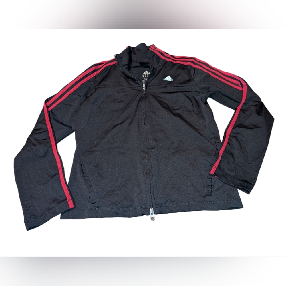 Adidas Black Jacket with Red Stripes